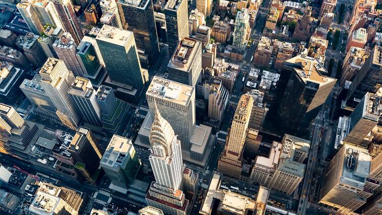 Aerial view of Manhattan skyscrapers