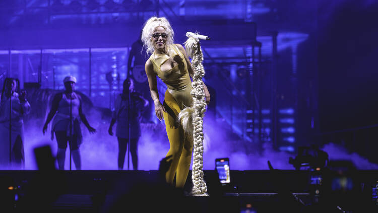 Singer on stage at concert