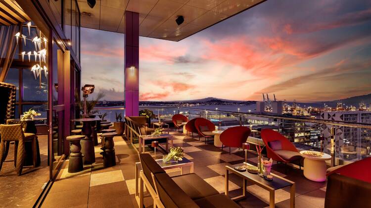 Rooftop bar at sunset