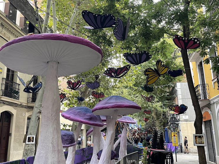 Carrers guarnits de la Festa Major de Sants 2025