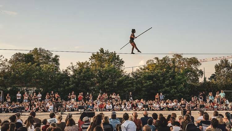 High-wire artist Tatiana-Mosio Bongonga