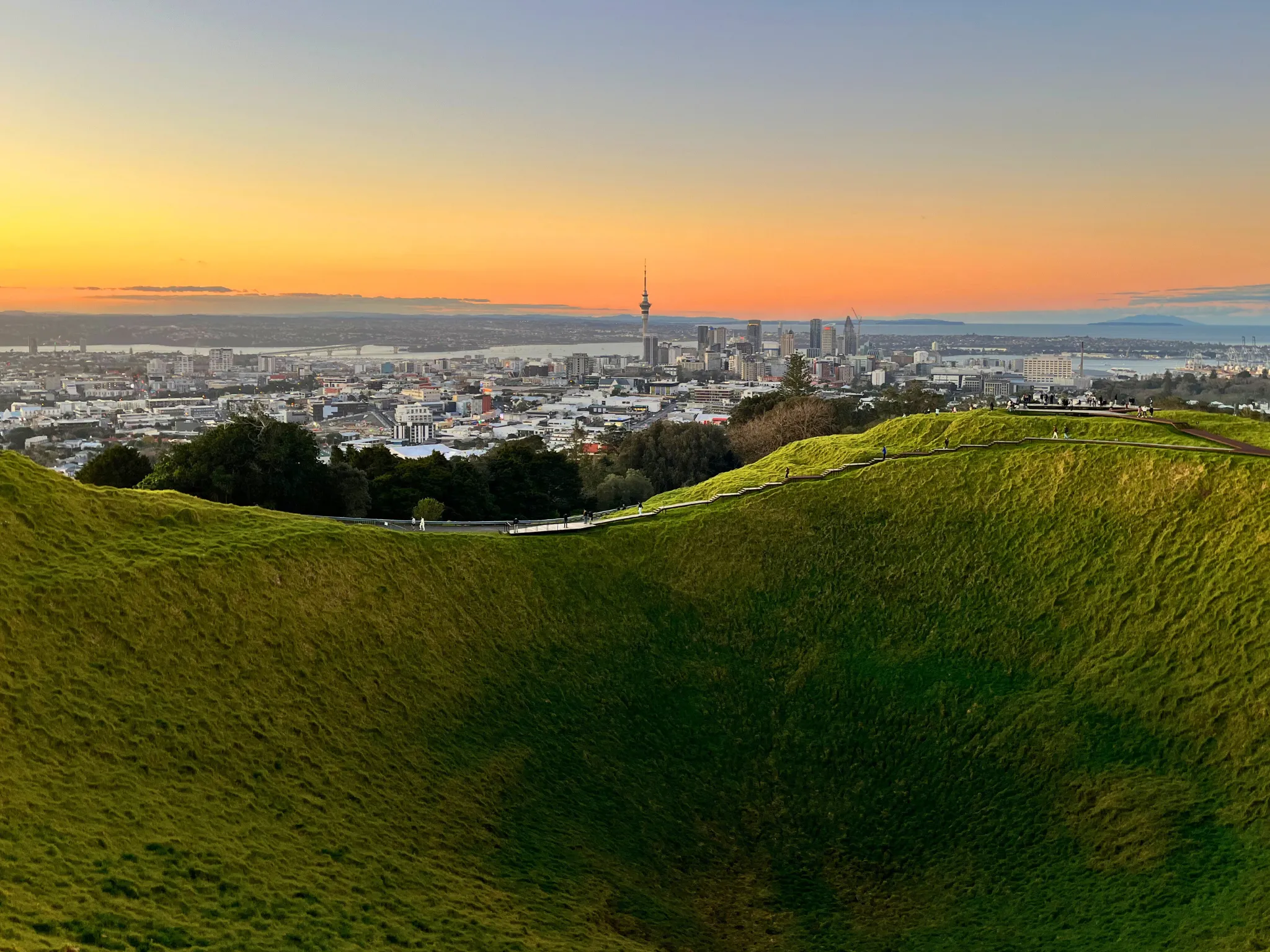 Volcanic crater with grass