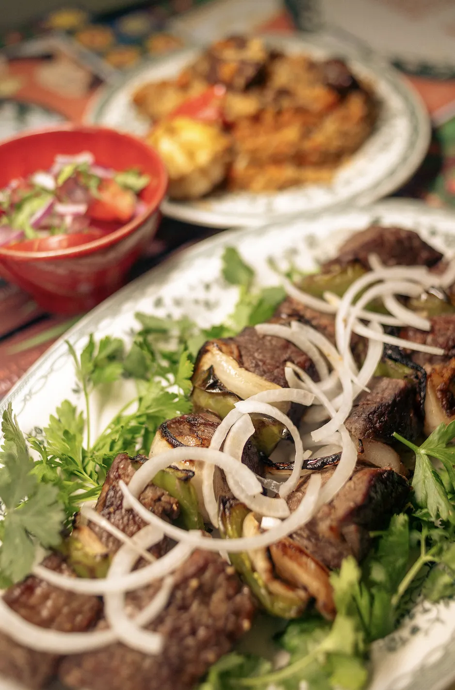 Xix kebab, espetadas de carne marinada e grelhada