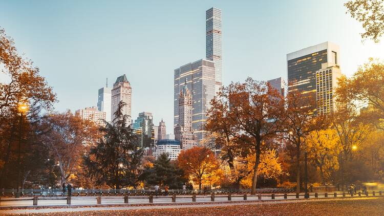 An autumn sunset in New York City