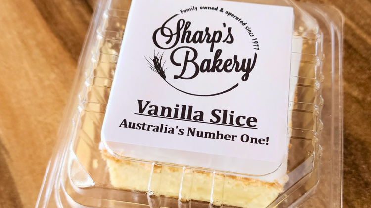 Vanilla slice in plastic box