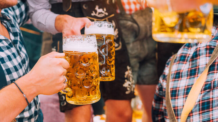 Oktoberfest in Munich, people with beers