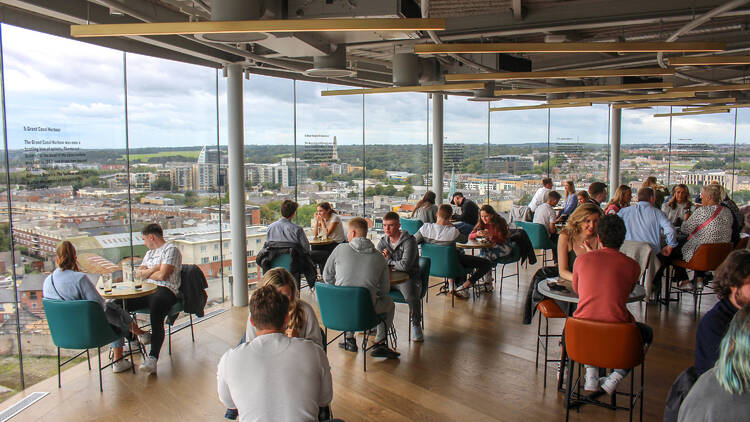 Bar at the Guinness Storehouse Brewery experience tour. Famous tourist attraction