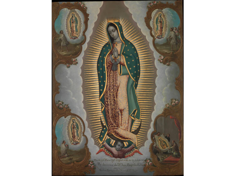 La Virgen de Guadalupe con las cuatro apariciones