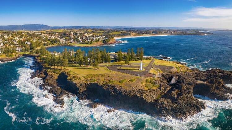 Aerial shot of Kiama's coastline
