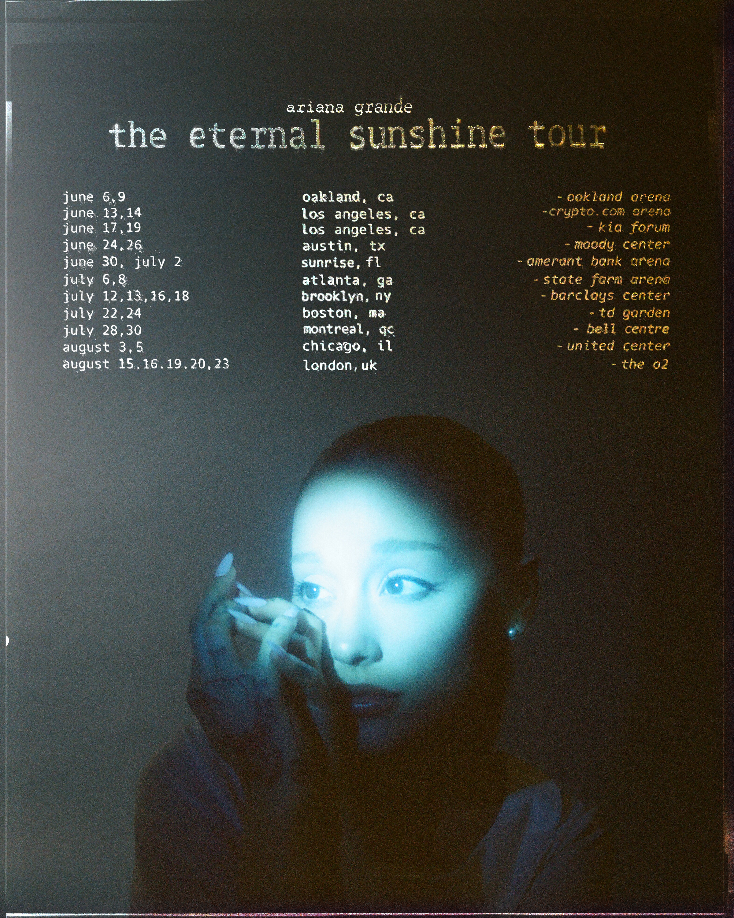 Tour art for Ariana Grande The Eternal Sunshine Tour 2026
