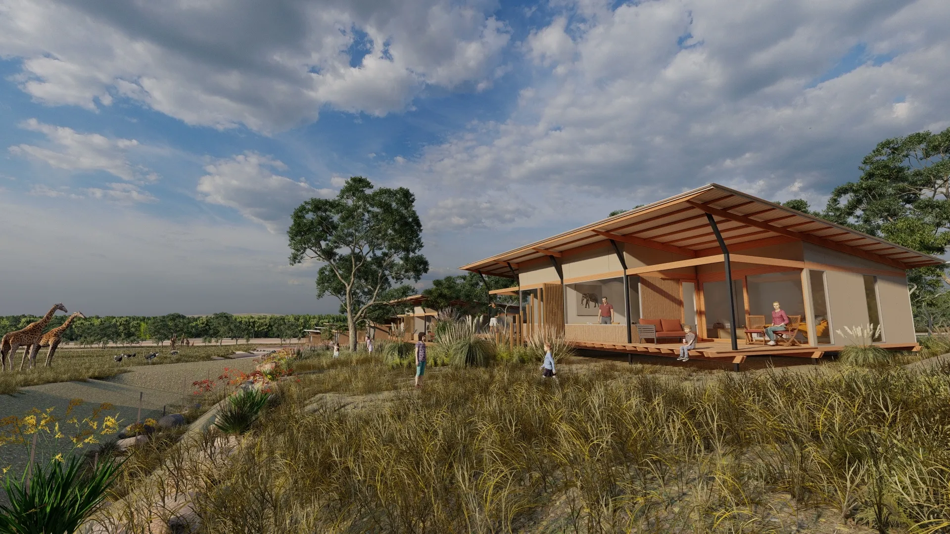 Render of hut in bushland