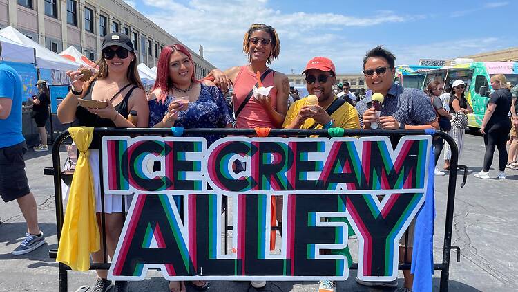 Smorgasburg Ice Cream Alley A group of people at Smorgasburg's Ice Cream Alley