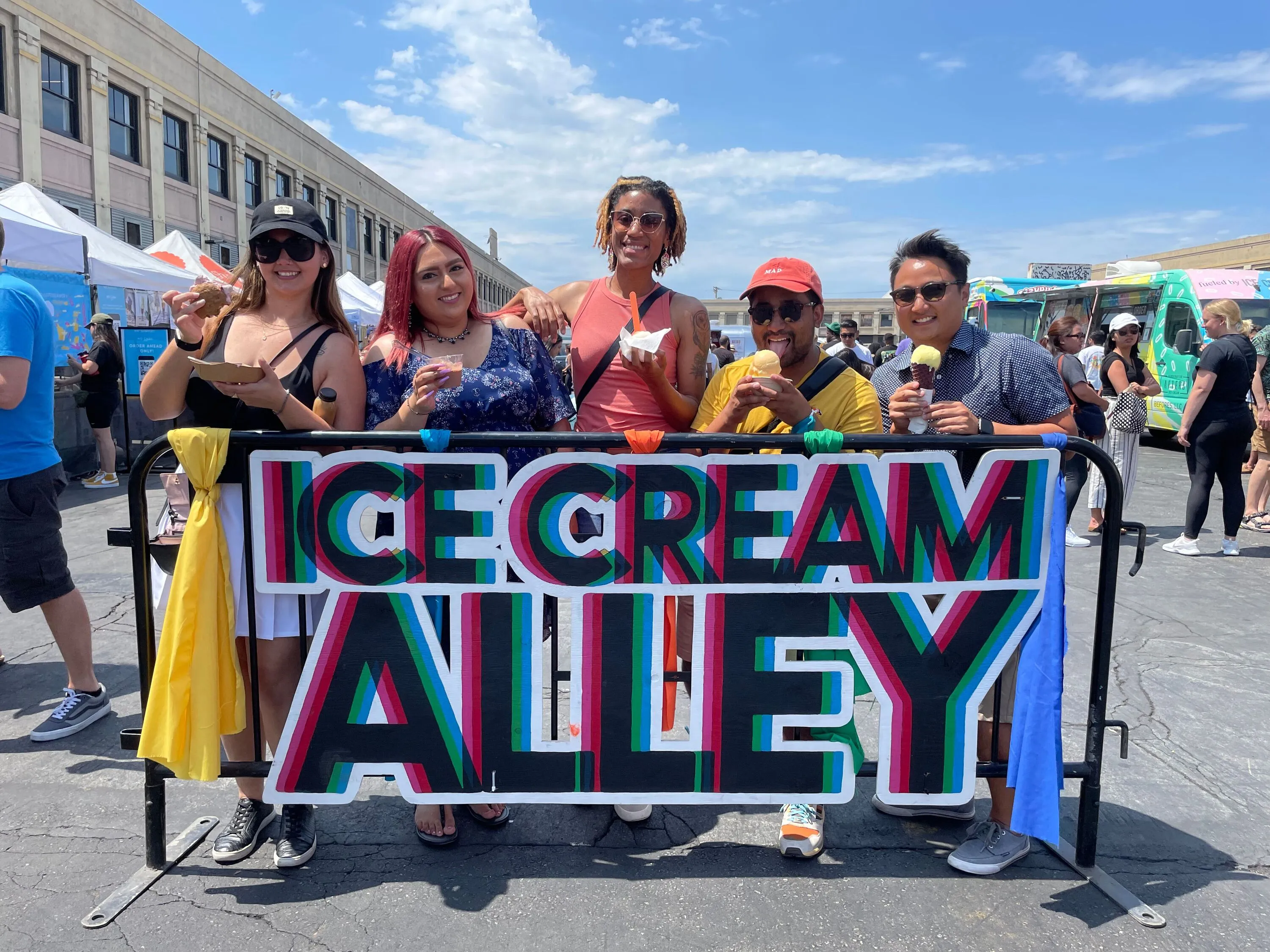 A group of people at Smorgasburg's Ice Cream Alley.