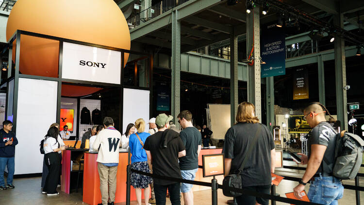 People lining up for an expo
