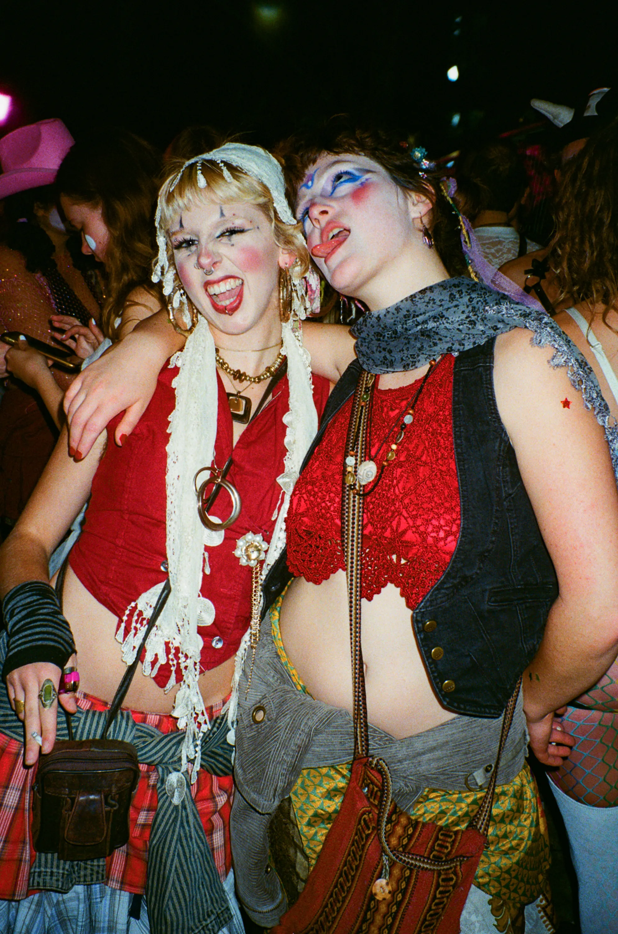 Two young clubbers dressed up as clowns at Riposte
