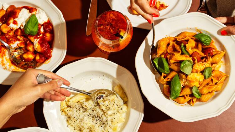 Spread of pasta dishes