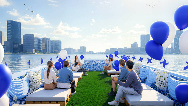 オープニングイベントで憩う。