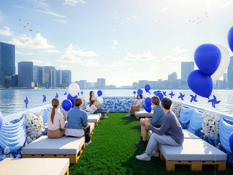 オープニングイベントで憩う。