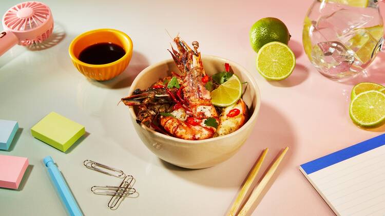 Grilled Black Tiger King Prawn with Miso Garlic Butter, Oka