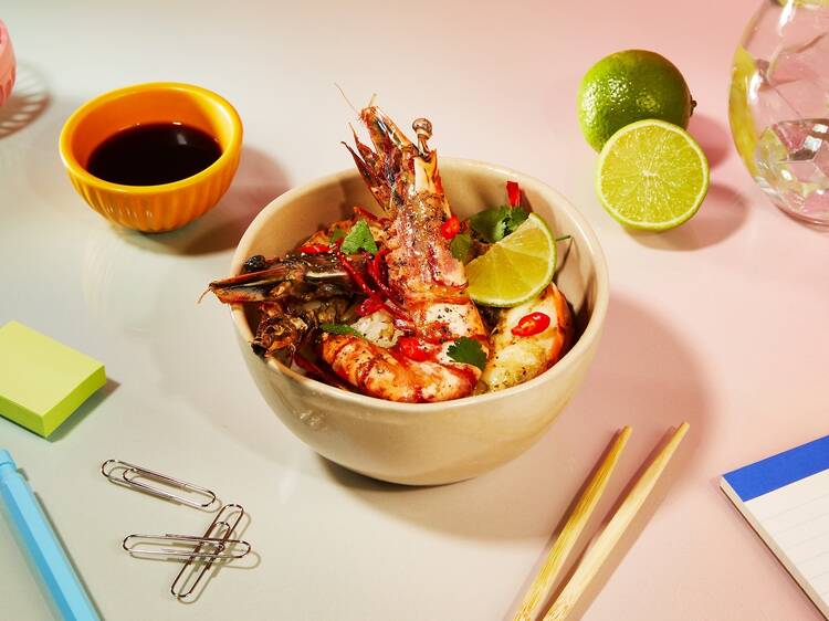 Grilled Black Tiger King Prawn with Miso Garlic Butter, Oka