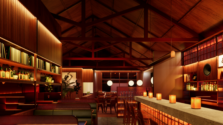 Design render of entrance to Mamas Dining Group's new rooftop venue.