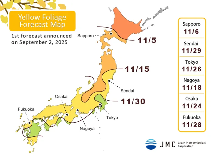 Autumn leaves forecast 2025
