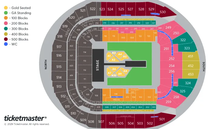 Tottenham Hotspur Stadium seating plan for Arijit Singh