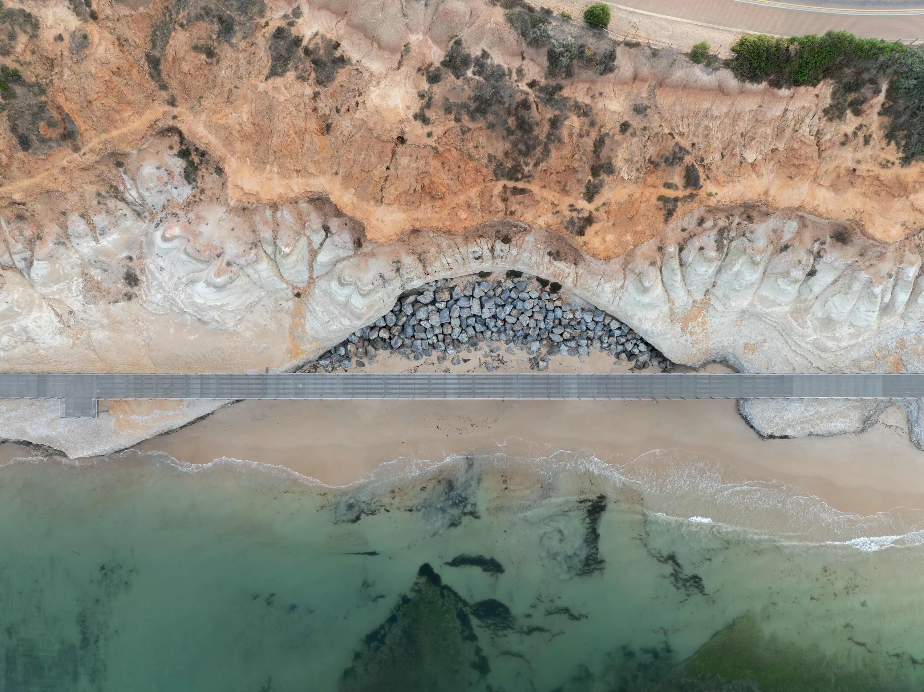 Coastal trail aerial shot