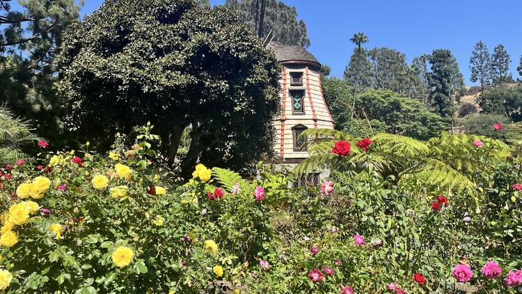 The windmill chapel at the Self-Realization Fellowship Lake Shrine.