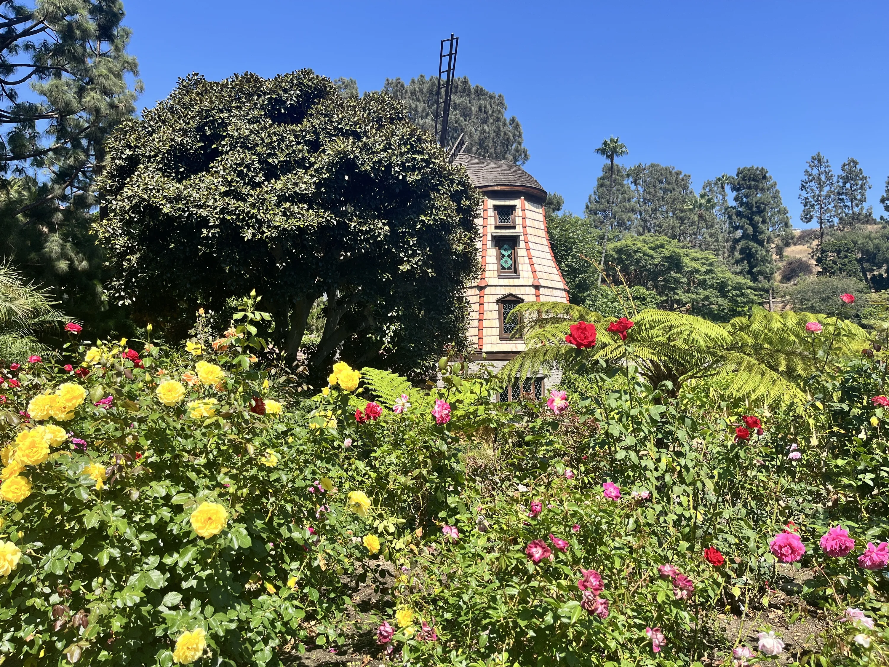 The windmill chapel at the Self-Realization Fellowship Lake Shrine.