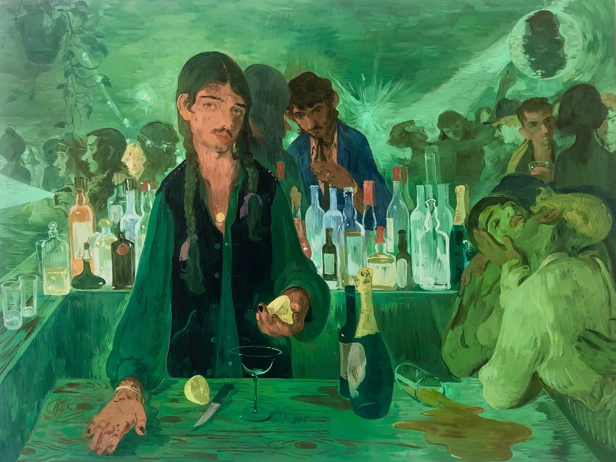 Salman Toor, The Bar on East 13th, 2019, Oil on panel © Salman Toor