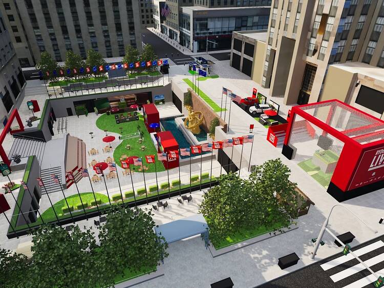 You can tee off right in the middle of Rockefeller Center as part of Ryder Cup Live weeklong golf celebration You can tee off right in the middle of Rockefeller Center as part of Ryder Cup Live weeklong golf celebration