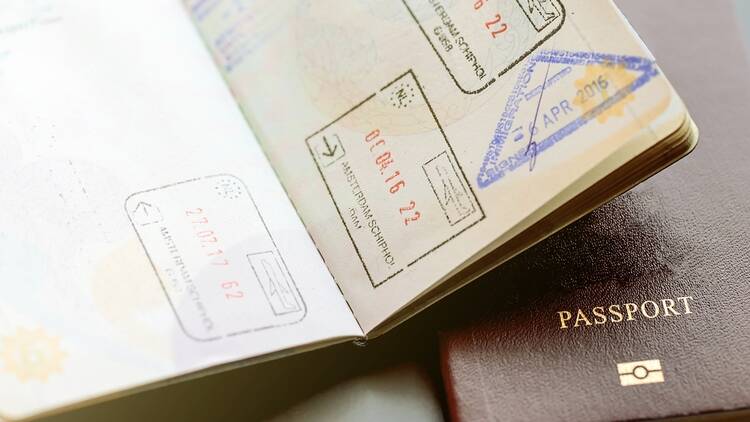 Passport with stamps