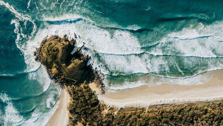 Aerial view of Cabarita Beach headland
