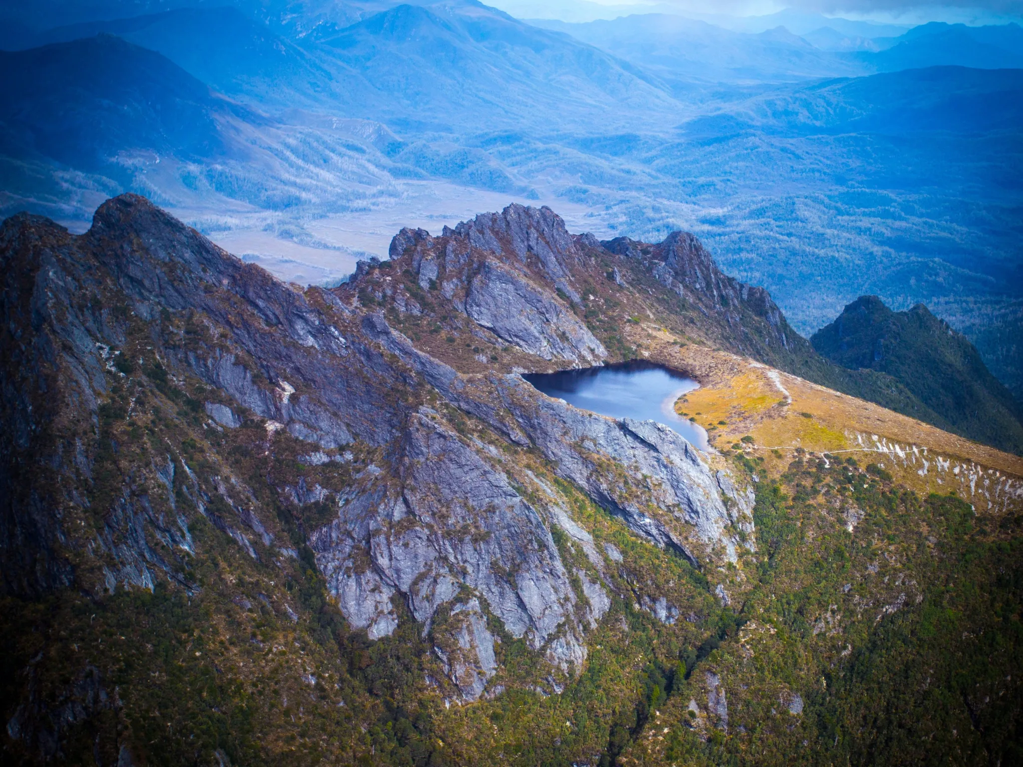 Mountain with lake in middle