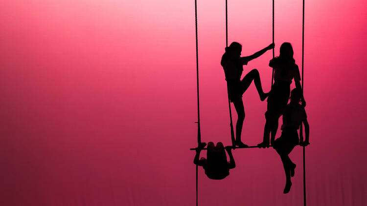 Acrobats on the trapeze