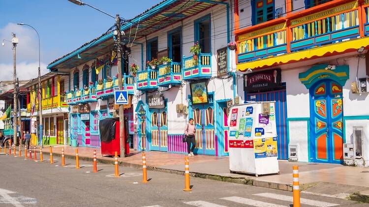 Colourful street in Filandia, Colombia
