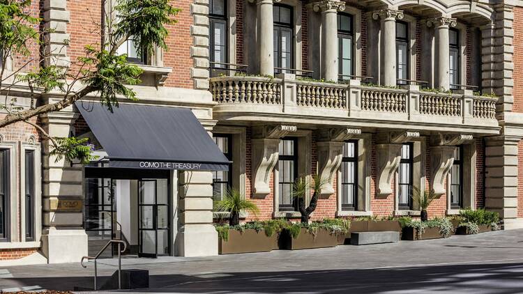 Exterior of brick hotel
