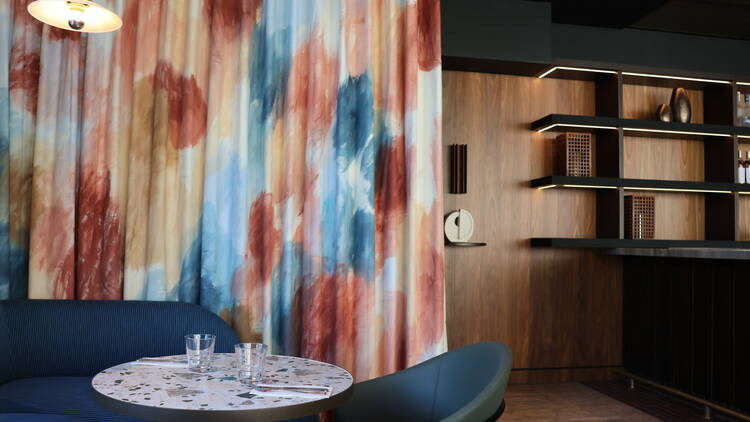 Bright curtain in dining room