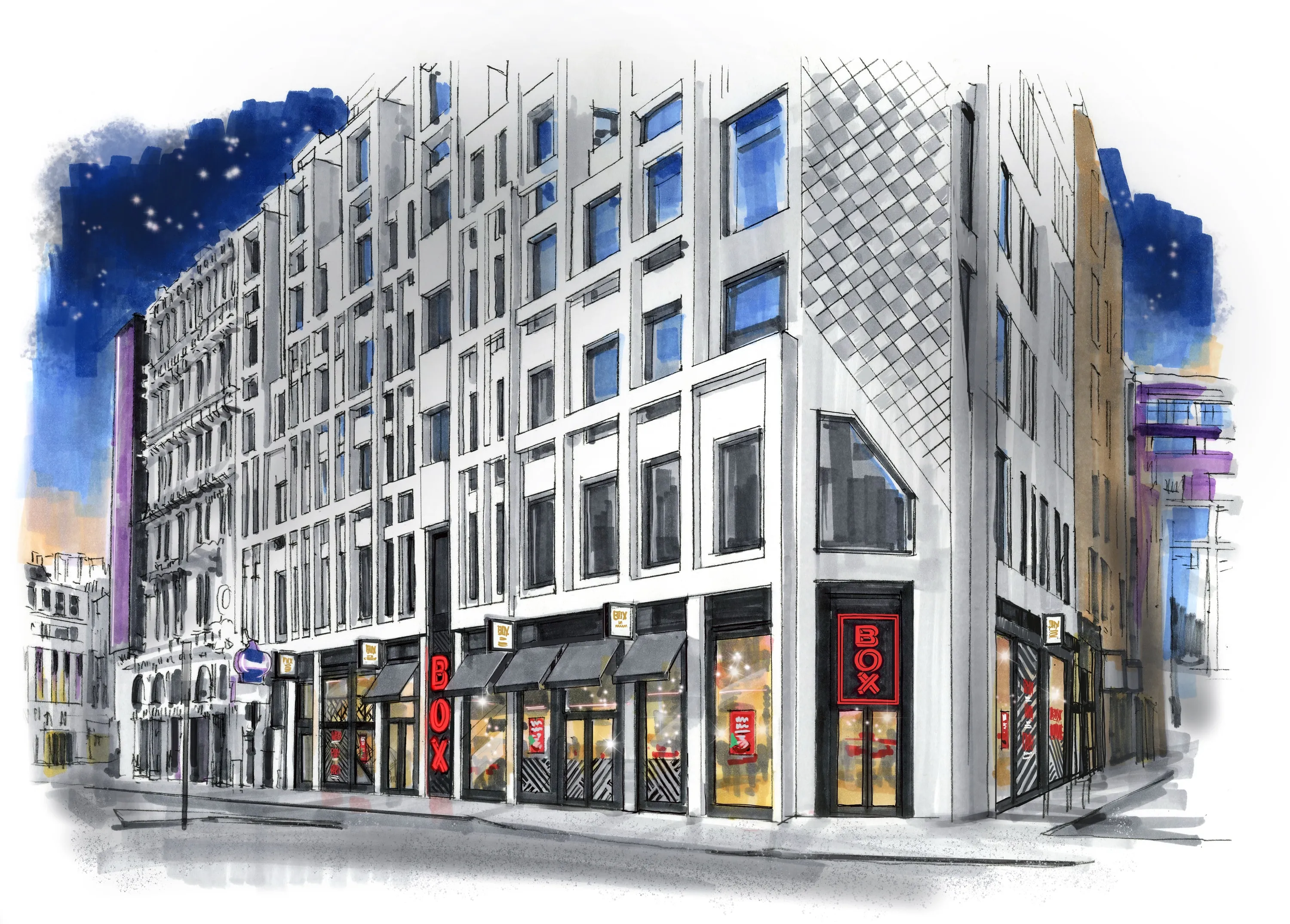 Rendering of outside of BOX London