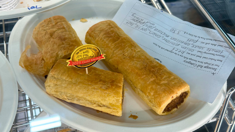Sausage roll on plate