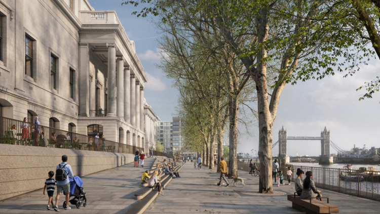 A generated image of the proposals for Custom House in the City of London