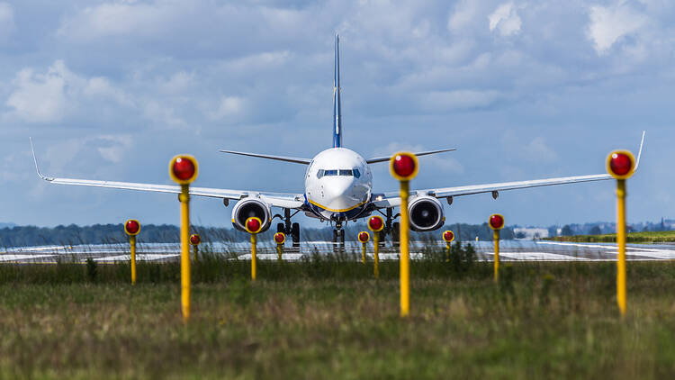 Plane on the runway at Liverpool John Lennon airport