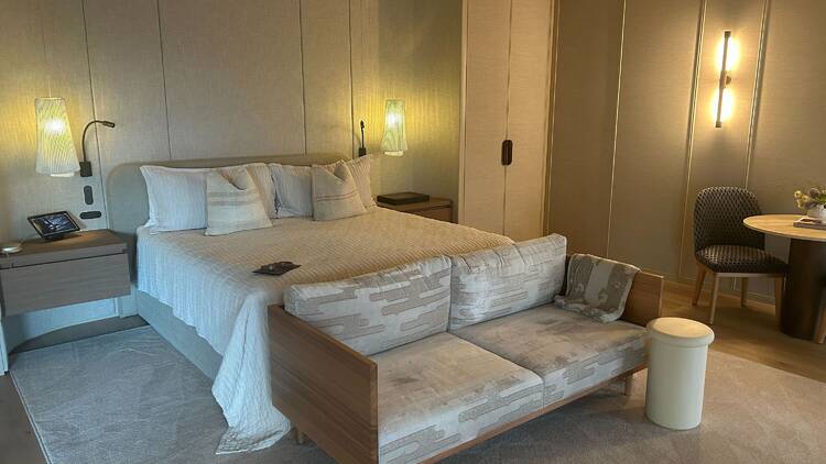 The bedroom in one of the Sanctuary villas at Alba Thermal Springs and Spa.