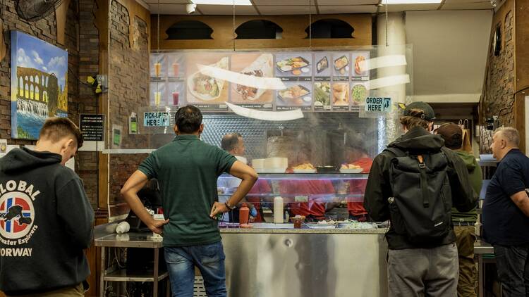 Falafel & Shawarma in Camberwell A small crowd of customers waiting for orders at Falafel & Shawarma in Camberwell