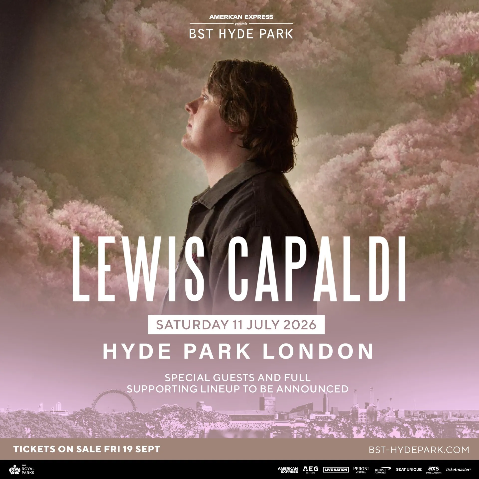 Lewis Capaldi poster for BST Hyde Park 2026