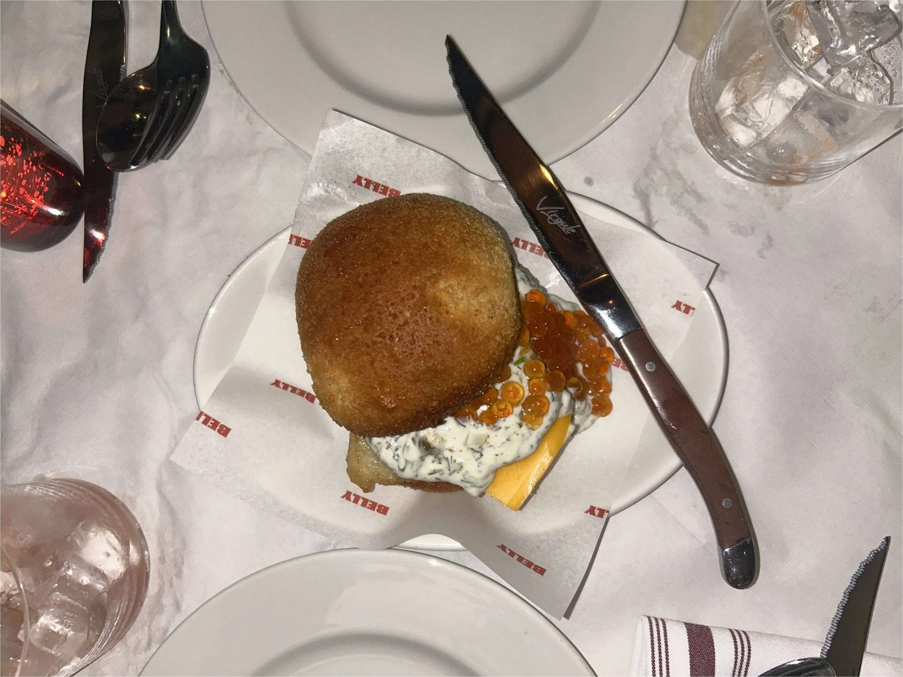 A fish sandwich at Belly Bistro