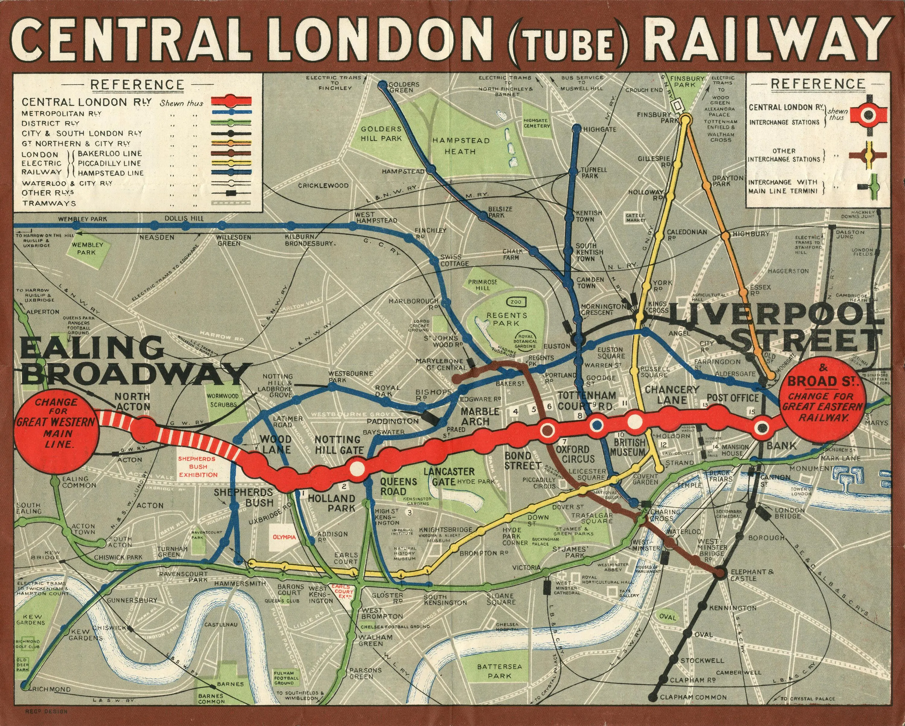 1912 Central line map
