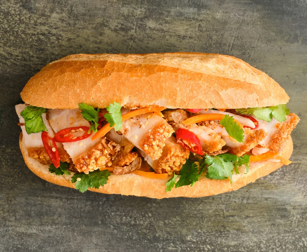 Crispy pork bánh mì.