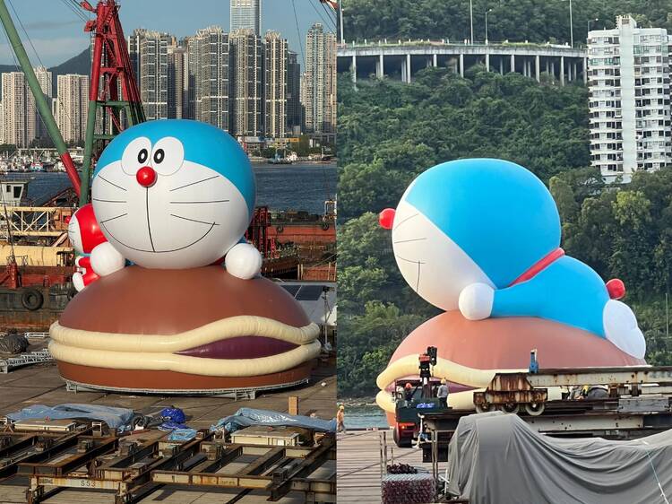 多啦 A 夢香港盛事回歸？巨型多啦 A 夢青衣現身 躺平巨型豆沙包超得意